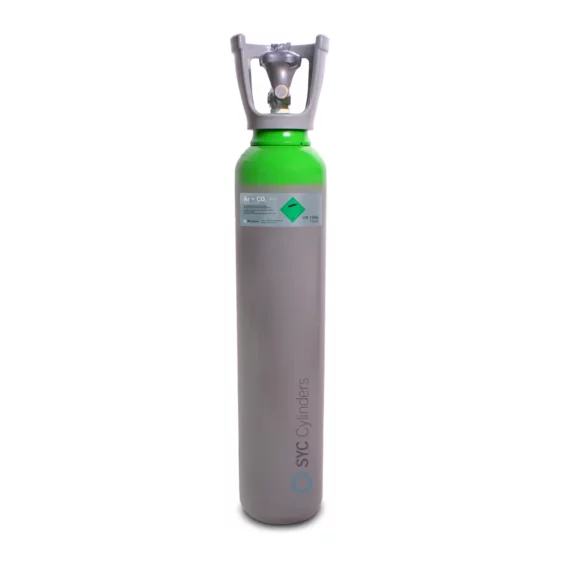 7L 140 C15 Argon and carbon dioxide industrial cylinder green grey